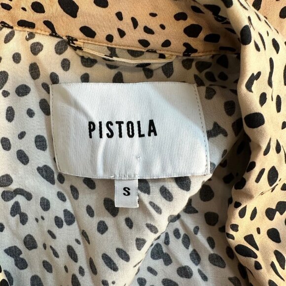 Pistola Revolve Leopard Print Boxy Button Front Top S - Picture 4 of 5